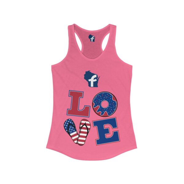 Wisconsin Love America Celebration Women's Ideal Racerback Tank