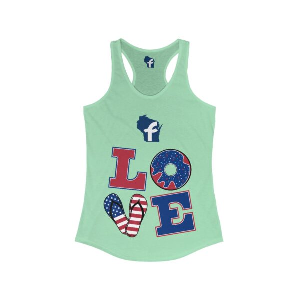 Wisconsin Love America Celebration Women's Ideal Racerback Tank - Image 5