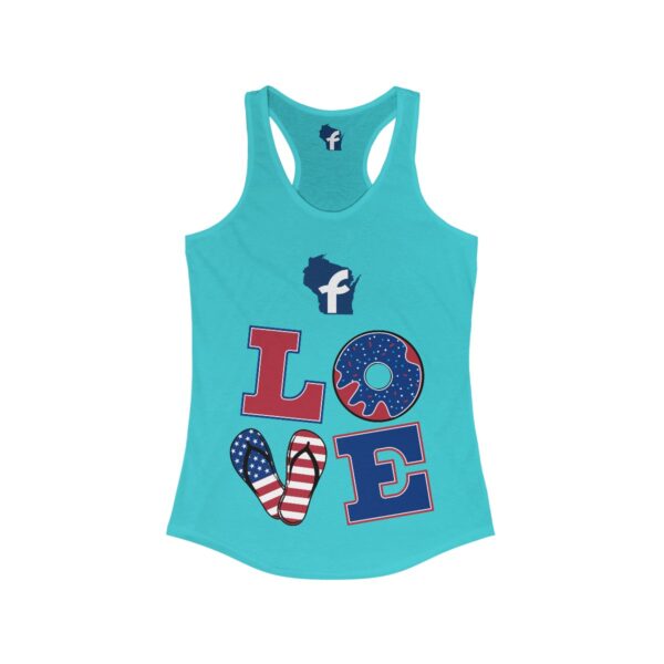 Wisconsin Love America Celebration Women's Ideal Racerback Tank - Image 7