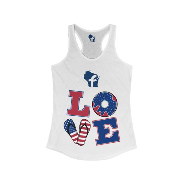 Wisconsin Love America Celebration Women's Ideal Racerback Tank - Image 3